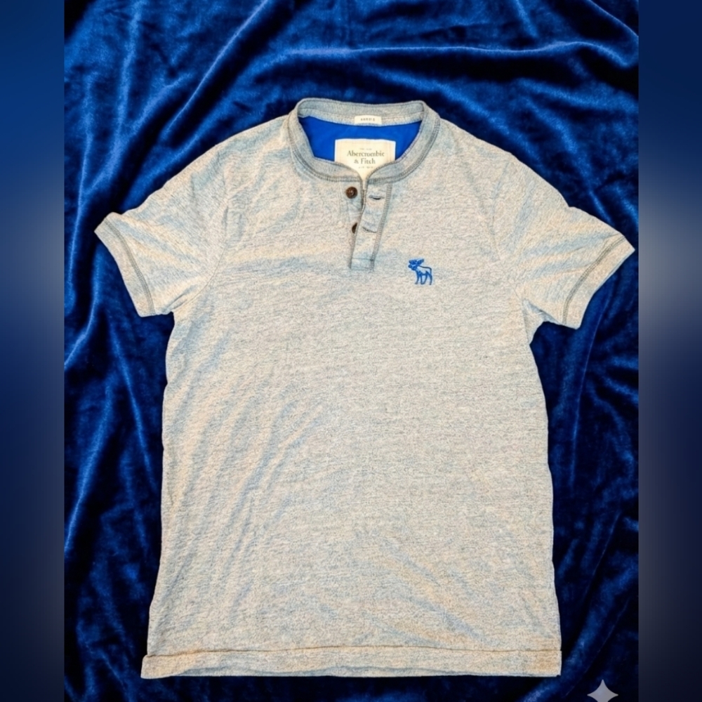 Vintage Abercrombie & Fitch Heather Gray Henley Shirt for Men Muscle Fit